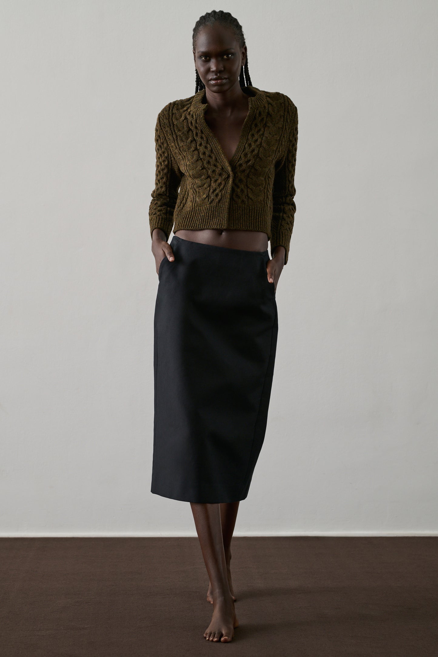 Cardigan Conrad - Kaki Chiné - Laine - Femme